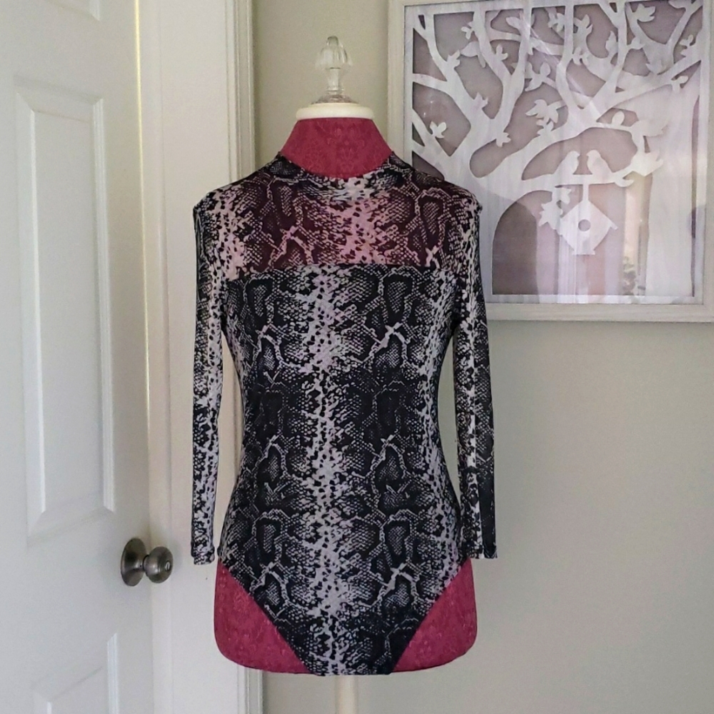 Almost Famous Snake Print Bodysuit Size M
